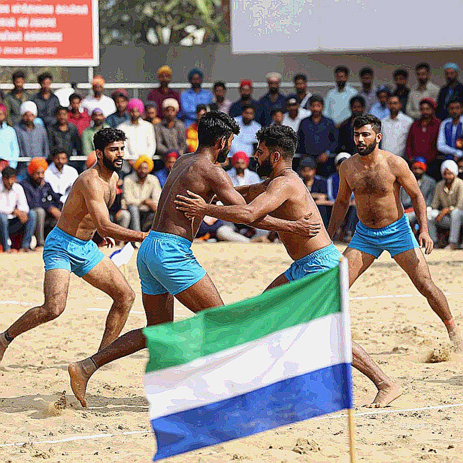 কমনওয়েলথ কাবাড্ডি চ্যাম্পিয়নশিপ ২০২৬: লোগোর চার ডিফেন্ডার, আর গ্যালারির ফাঁকা আসন